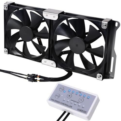Uueego 5.5(140mm) 12V RV Ventilation Cooling Fan for Fridge Vent and Grille, RV Fridge Ventilation Cooling Fan, IP65 Waterproof, Include Speed Controller