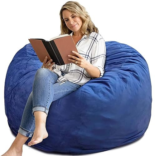 SEASXOLTE Sitzsack-Stuhl, 122 cm, mit Memory-Schaum gefüllt, abnehmbarer Samtbezug, riesiger Sitzsack für Erwachsene und Jugendliche, runder Sofasessel für Wohnzimmer, Schlafzimmer und Spielzimmer,