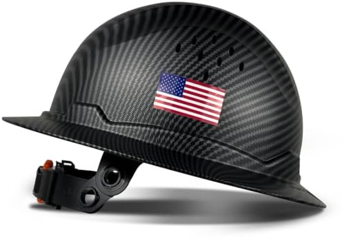 SAFEBUILDER SBD-G1C Casque de sécurité à bord complet en polyéthylène haute densité ventilé avec pare-soleil Motif fibre de carbone Travail industriel Certifié ANSI/ISEA Z89.1