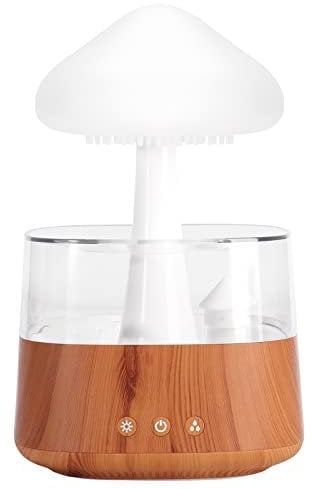 Nube Lluvia Humidificador con 7 Colores LED Nube Luz Noche Aromaterapia Difusores de Aceites Esenciales Micro Humidificador Escritorio Fuente Lado de la Cama Dormir Relajante (Grano de Madera)
