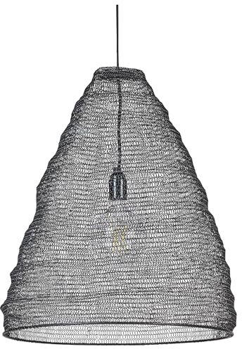 Beliani Hängeleuchte Metall schwarz 1-flammig Drahtgeflecht handgemacht modern Parbati