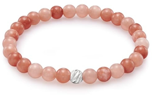 day.berlin Damen Perlenarmband Neo, Flower Achat Naturstein Armband mit 6mm Edelsteinen, flexibles Zugband 17cm lang, handgeknüpft mit Strass Perle