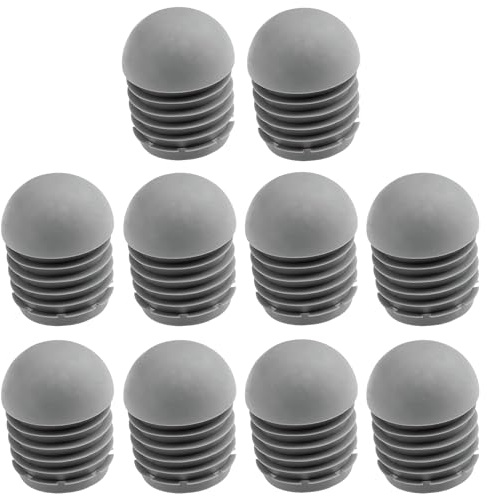 cyclingcolors 10x Tapas de Tubo Redondas para Sillas Tapón de Goma Dura Antideslizante Gris Pies Insertos Mesa Muebles, 22mm