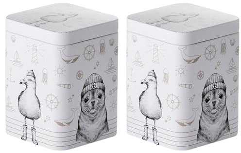 Teemando 2 X Dose Jore & Ville, 100 g Weißblech, eckig, Stülpdeckel matt 7,3 x 7,3 x 10 cm