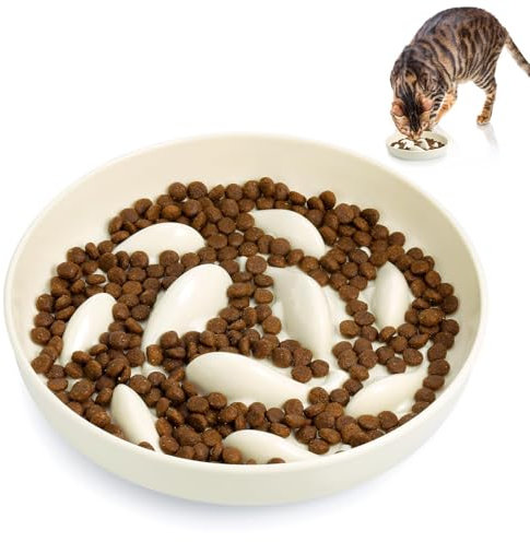 Huiguli Gamelle Anti Glouton pour Chat, avec Dessous Antidérapant, Gamelles pour Chien et Chats, Alimentation Lente Gamelle pour Chien et Chat