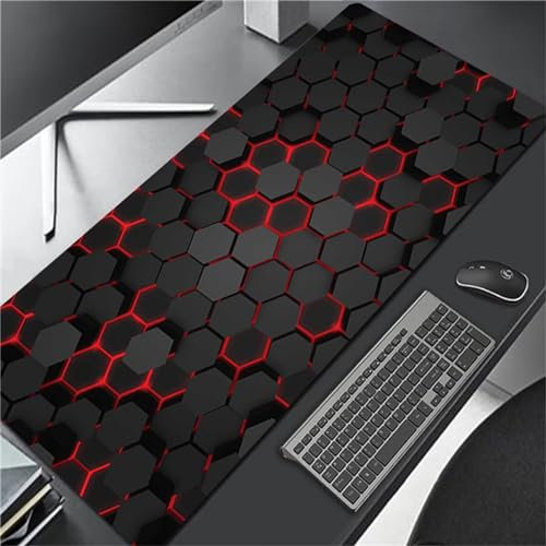 Grand Tapis de Souris de Jeu Tapis de Souris XXL Gaming 900x400x3mm Gaming Mousepad Tapis de Souris avec Base en Caoutchouc antidérapante pour Gamer Ordinateur PC (Noir Rouge)