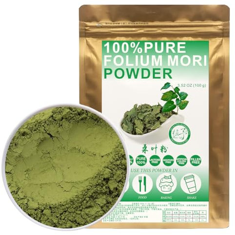 100% Natural Pure Mulberry Leaf Powder 100g/3.52oz 桑叶粉 extracto de hoja de morera para recetas de panadería culinaria, panadería y bebidas, | sin conservantes, sin azúcar añadido