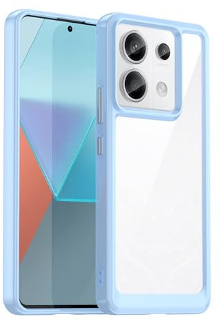 BOKYAS Coque Transparente pour Xiaomi Redmi Note 13 Pro 5G/Xiaomi Poco X6 5G, Housse Antichoc Anti-Jaunissement, Étui Bumper Silicone avec Dos en PC Dur Anti-Rayures, Bleu