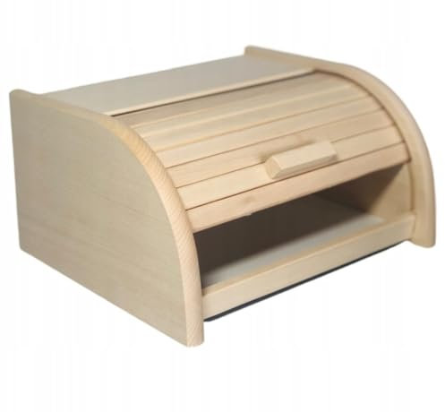 DANI-DREW Brotkasten aus Buchenholz 40x29x18 cm, Rollbrotkasten, Brotkiste mit Roll-Deckel, Küche Brotbox, Brotbehälter (Natur - Unlackiert)