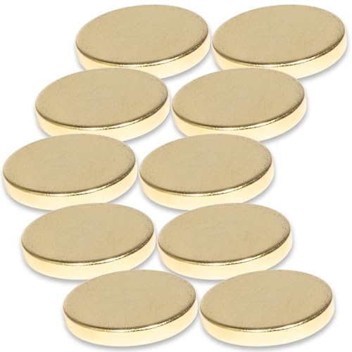 Neodym Magnet N52 Scheibe 20x2mm Gold - Super Flache Magnetscheibe 20mm Durchmesser - Neodym Magnete Runde Scheiben [10 Stück]
