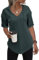 Cuptacc Top Damen Sommer 2025 Kapuzenshirt Kurzarm Tshirt V Ausschnitt Lässig Hoodie Locker Dunkelgrün,3XL 52