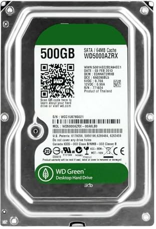 BQTEC Disco rigido HDD da 500 GB per WD5000AZRX 5400 RPM 64 MB Cache SATA III 3.5