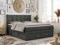 MKS MEBLE King Boxspringbett 200x200, Boxspringbett 200x200 mit Bettkasten und Matratze H3, Polsterbett 200x200 mit Matratze, Bett 200x200 mit Bettkasten - PREMIUM-10-KING- Dunkelgrau Struktur - H3