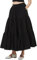 BEAUTELICATE Damen Rock Lange Stufenrock Baumwolle A-Linie Maxirock mit Taschen Retro Plisseerock mit Spitze Sommerrock Elastische Taille (Schwarz,90cm,S)