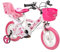 Baroni Toys Fahrrad für Mädchen, rosa mit Herzchen Sile Design mit Gepäckträger und Rädern inklusive, Stahlfahrrad mit Korb für Mädchen, rosa, Herzchen, Größe 12'', 14'' und 16“ (12 Zoll)