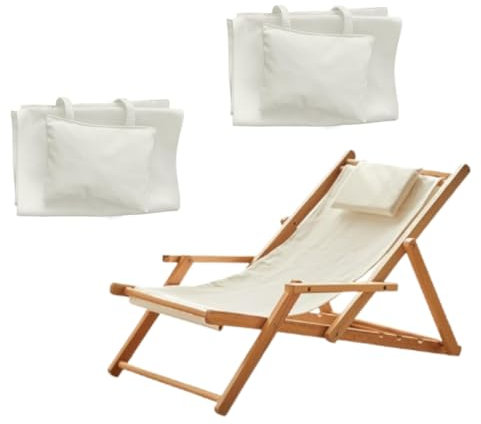 2*Tela de reemplazo de Silla de,Tela de reemplazo de Silla de Patio Plegable de Tela Oxford de 45x17 Pulgadas con Almohada, Tela de reemplazo de Silla de Playa para Piscina de Tumbona Solar jardín pa