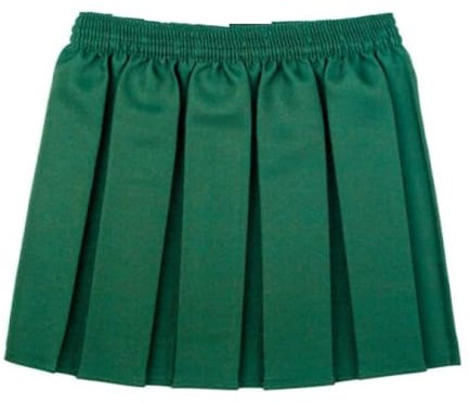 L S U Girls School Skirt Box Pleated Elasticated Waist Uniform Skirt (UK, Age, 7 Years, 8 Years, Regular, Bottle Green)