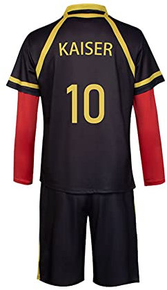 Anime Blue Lock Cosplay Football Outfit Michel Caesar Jersey Germany Team Black and Red Football Sportswear Training Suits Shorts Sets for Halloween Fancy Dress Costume