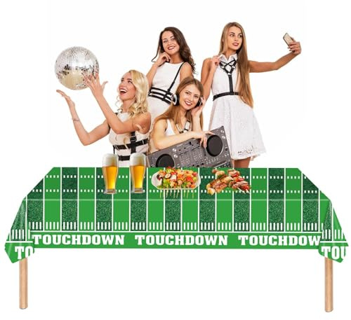 LearnLyrics Fußball-Tischdecken für Partys, wasserdichte Tischdecken – Football – leichte Tischdecken für Fußballtisch, Esszimmer, Brautparty