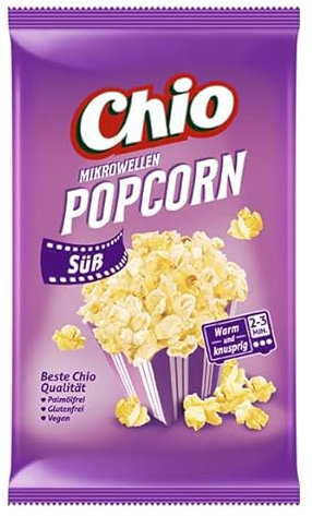 Popcorn Süß - Popcorn Micro-ondes Délicieusement Sucré- Snack Parfait pour les Soirées Cinéma et les Événements en Famille, prête en un instant - Compatible avec Chio 100g