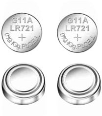 Pila de botón 1.5 V AG11 LR721, Paquete de 4 Unidades, Ideal para Relojes, Juguetes y Dispositivos electrónicos pequeños.