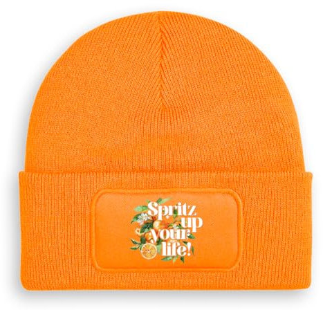 Spritz up Your Life - Beanie | Strickmütze | Wollmütze | Beanie mit Druck | lustige Sprüche | Apres-Ski | Winter | Orange