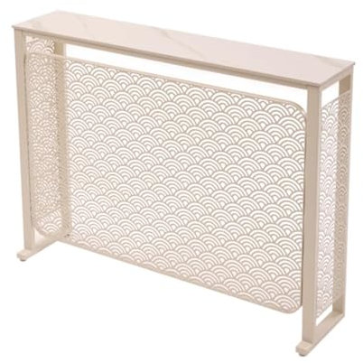 Radiator Cover Metal Frame Heating Cover Cabinet, Modern Slatted Grill Slats Horizontal Slat Heater Covers, Rock Board Grill Shelf Cabinet For Hallway Home Office Furniture Decorative(White,L100xH90xT