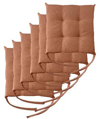 Il Tuo Artigiano Design Set mit 4 oder 6 Sitzkissen für Küchenstühle, hergestellt in Italien, Set mit 6 Stück, 40 x 40 cm, Dicke 6 cm, Füllung aus Schwamm und weichem Acryl (6, Terrakotta)