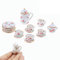 1:12 Miniatur Teeservice Porzellan Geschirr, Mini Porzellan Blume Teetasse Set, Puppenhaus Dekor Küche Zubehör Puppengeschirr, Miniatur Simulation Modell für Puppenhäuser, Rote Kirsche, 15 Stück