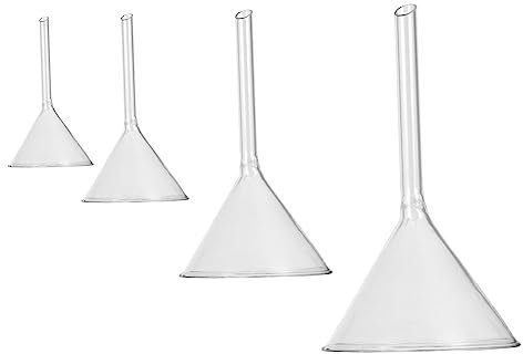 STOBAZA 4pcs Neck Funnel Design for Lab Use High Chemical Resistance for Transferring Liquids Clear Visibility for Accurate Filling