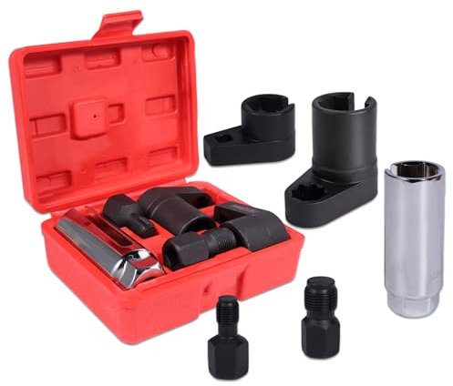 Rlokciy 5-Piece Forged O2 Oxygen Sensor Socket & Thread Chaser Set – Automotive Tool for Sensor Removal