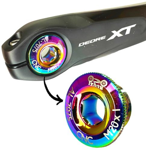F26 SL M20 x 1 Tuning - Tornillo de manivela para bicicleta Shimano MTB & Road Hollowtech II bielas I Deore I SLX I XT I XTR I 105 I Ultegra I Dura Ace (arco iris)