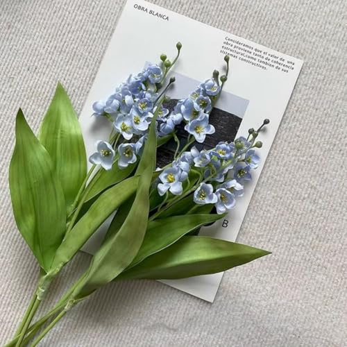Künstliche Maiglöckchen, künstliche weiße Glockenblumen, Windspiel, Orchidee, Hochzeitsstrauß, Outdoor, Brautstrauß, für Zuhause, Garten, Party, Hochzeit, Dekoration, 8 Stück (blau)
