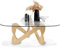 GESEILAY Table Basse en Verre Tables Basse Salon, Meuble de Salon Triangulaire, Moderne avec Base en Bois et Plateau en Verre trempé, Tables D'appoint de Canapé Circulaire