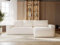 GRAINGOLD Tazones Ecksofa mit Schlaffunktion & Bettkasten 250x165 cm, L-Form Sofa mit Stauraum, Schlafcouch für Wohnzimmer, Velour, 3-Sitzer Eckcouch, Modernes Design (Creme, Rechts)
