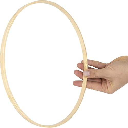 AUHLYZR Lot de 3 anneaux en bois pour bricoler, 40 cm, attrape-rêves, anneaux en bois, macramé, cerceaux en bois, pour travaux manuels, couronne de fleurs, couronne de mariage, décoration et tenture