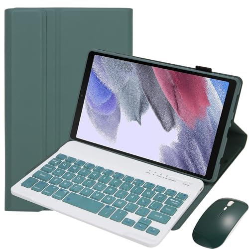 TSATAULE Keyboard Case for Samsung Galaxy Tab A7 Lite 8.7 inch 2021 SM-T220/T225/T227, Detachable Bluetooth Keyboard, Pencil Holder, Tablet Mouse,Deep Green