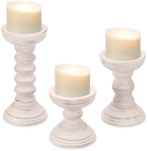 3 Stück Kerzenständer Holz Kerzenhalter Stumpenkerzen Rustikale Holz Kerzenständer Groß für Wohnzimmer Party Hochzeit Festival Jubiläum Weihnachtstischdekoration