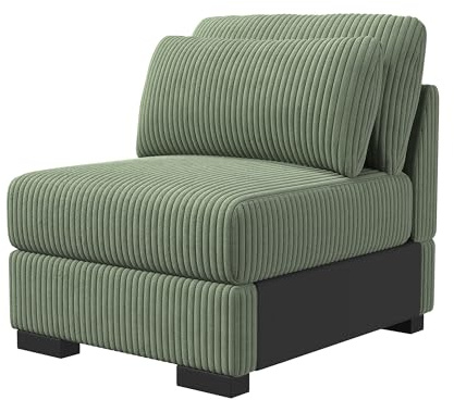 Caluself Sessel in Grün, Hochwertiger Cordstoff für Wohnzimmer, Komfortabler Lesesessel mit Retro-Design