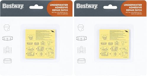 Bestway Underwater Adhesive Repair Patch, Swimming Pool Patch Repair Kit, Pool Puncture Repair Patch, 10 Patches (Lot de 2)