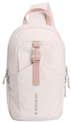 STANLEY Vitalize Crossbody Bag | Hydration Sling with Zippered Drinkware Compartment | Adjustable Strap | Multiple Storage Pockets | Durable Recycled Fabric | Rose Quartz