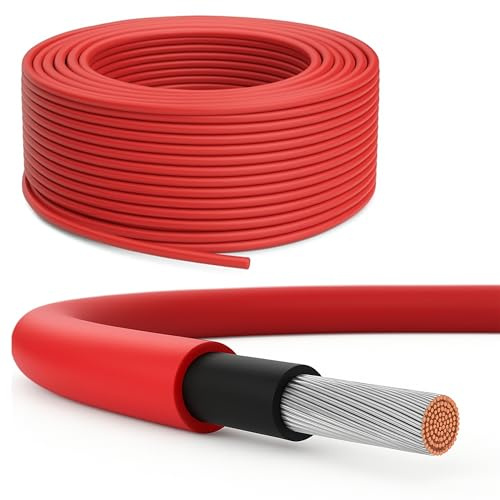 PremiumX Solarkabel 100m 6mm² H1Z2Z2-K - 1500V DC Solar Kabel - verzinntes Kupfer - UV-beständig & flexibel - PV Solarleitung für Solaranlage, Modul, Wechselrichter - Rot - inkl. 0% MwSt.