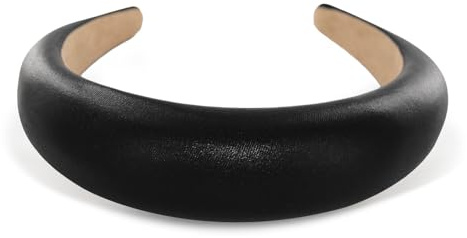 axy Breiter Haarreif mit Stoff gepolstertes Wunderschön Damen Stirnband Haarschmuck Haarreifen Hairband HRK2L (Schwarz)