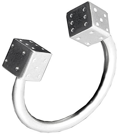 Piersando Piercing Hufeisen Septum Ring Edelstahl mit Würfel Silber für Tragus Helix Nase Lippe Ohr Intim Nippel Brust Horseshoe 1,2 x 10mm
