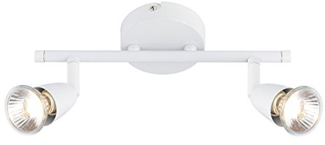 Amalfi 2 Way Adjustable Bar Spotlight Fixture - IP20 Semi Flush Ceiling Light - GU10 LED Compatible Spotlight Lamp - Residential and Commercial Dimmable Light Fitting | Gloss White Finish