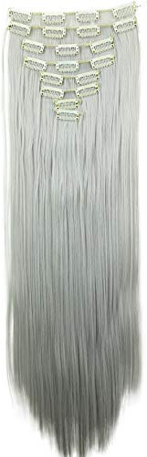CAISHA XXL 60cm 8 Teile Set CLIP IN EXTENSIONS Haarverlängerung Haarteil Glatt Hellgrau CES28