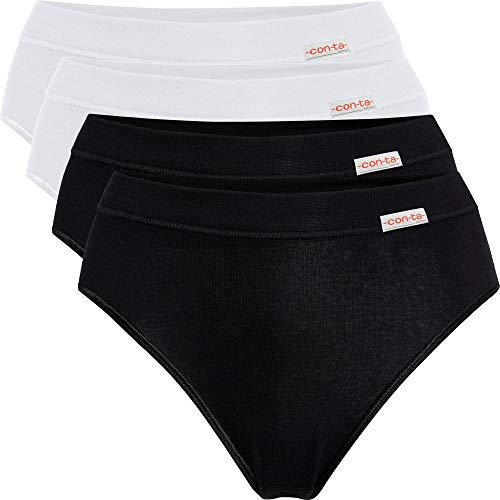 con-ta Damen-Slip 4er-Pack weiß/schwarz Größe 46