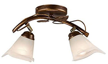 Licht-Erlebnisse Deckenleuchte Shabby Braun antik Glas Metall Floral stilvoll LOELLA Wohnzimmer Lampe Decke