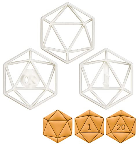 Satz von 3 Ausstechformen (Formen: Ikosaeder, Natural 1, Natural 20), 3 Teil
