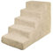 BOUTIQUE ZOO Hundetreppe 50 cm hoch | Katzentreppe Haustiertreppe | 5 Stufen | Hunde Katzen Haustier | für Bett und Auto | Trepp für kleine Hund | Plüschbezug | Farbe: Beige